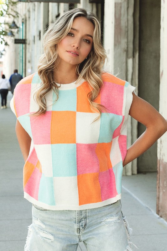 Danielle Checker Sweater Vest