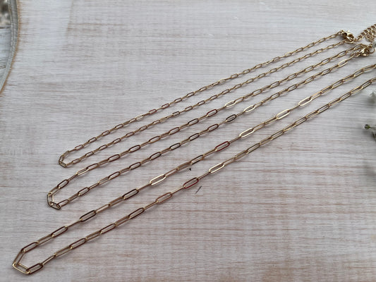 Gold Paperclip Chain Set