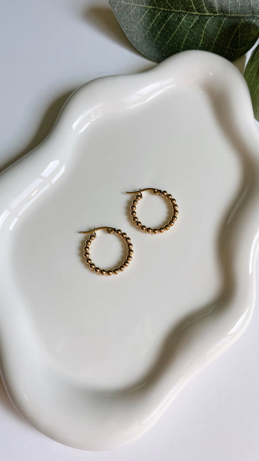 18k gold plated dotted hoops
