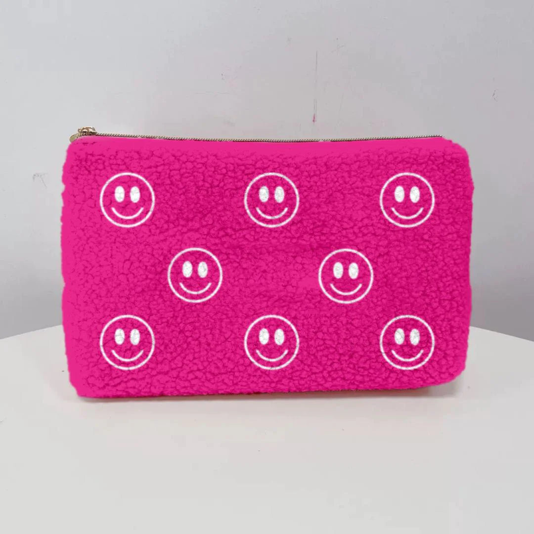 Sherpa Smiley Bag- Hot Pink